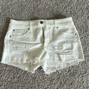 American Eagle Hi-Rise Shortie White Jean Shorts - Size 10
